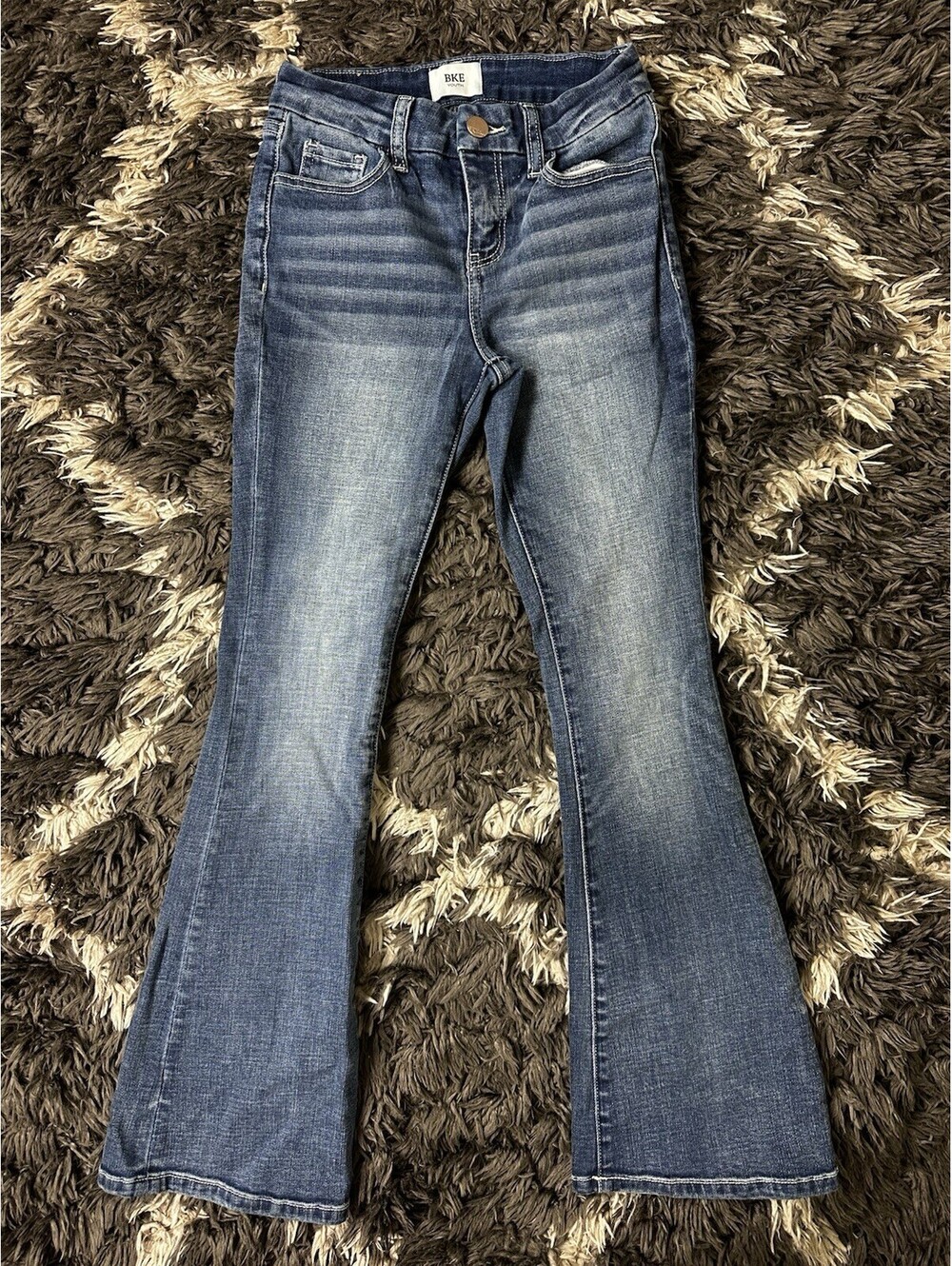 BKE Youth Girls Size 12R Flare Bootcut Blue Denim Jeans Adjustable Waist